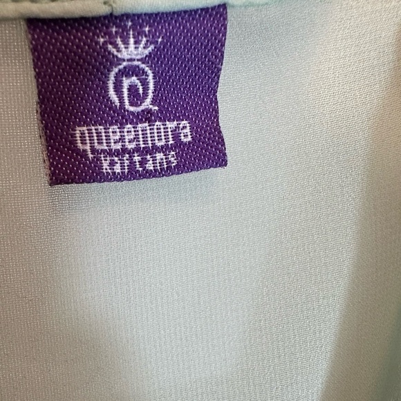 Queenora Womens Blouse Kaftan Lime Green Embedded Beads Ribbon Tunic Tunic Sz L - Picture 3 of 16